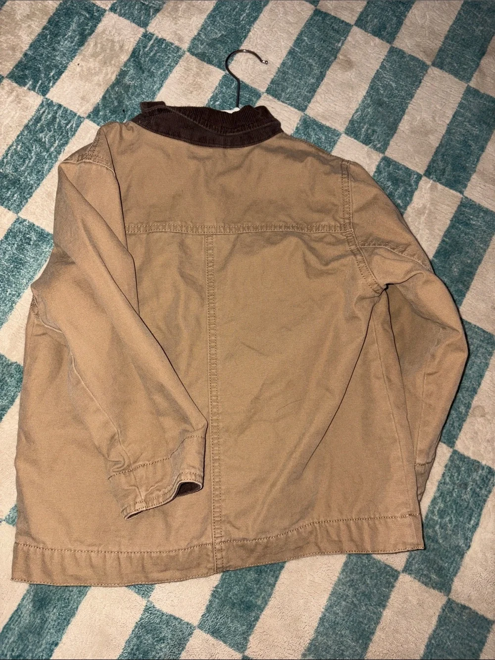 Kids' Tan canvas barn Jacket with Brown Corduroy Collar Gymboree